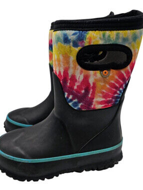BOGS Grasp Kids Waterproof Insulated All Weather Rain Boots Sz 10 Tie Dye